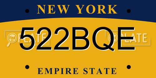 522BQE New York License Plate