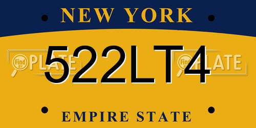 522LT4 New York License Plate