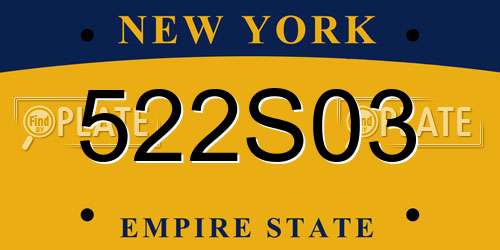 522S03 New York License Plate