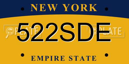 522SDE New York License Plate