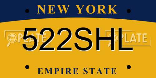 522SHL New York License Plate