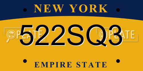 522SQ3 New York License Plate