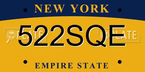 522SQE New York License Plate