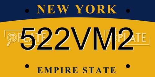 522VM2 New York License Plate