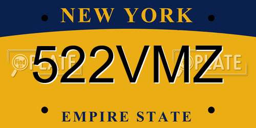 522VMZ New York License Plate