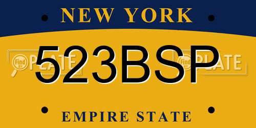 523BSP New York License Plate