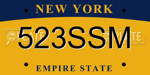 523SSM New York License Plate