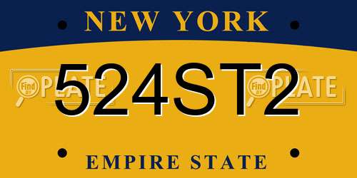 524ST2 New York License Plate