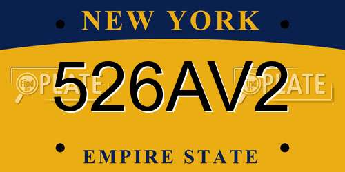526AV2 New York License Plate