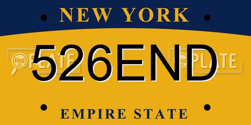 526END New York License Plate