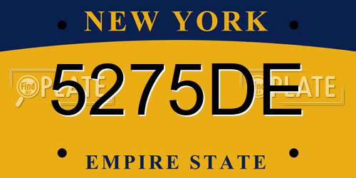 5275DE New York License Plate