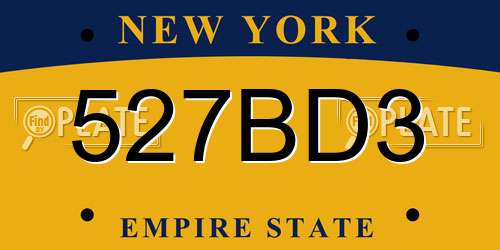 527BD3 New York License Plate