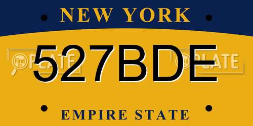527BDE New York License Plate