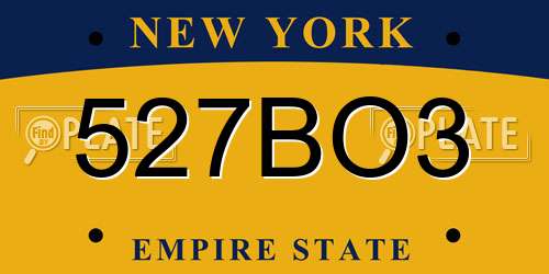 527BO3 New York License Plate