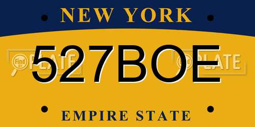 527BOE New York License Plate