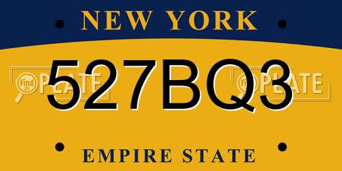 527BQ3 New York License Plate