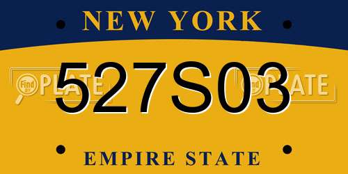 527S03 New York License Plate