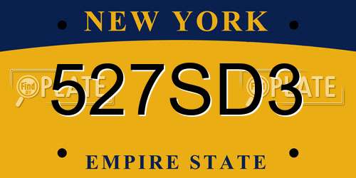 527SD3 New York License Plate