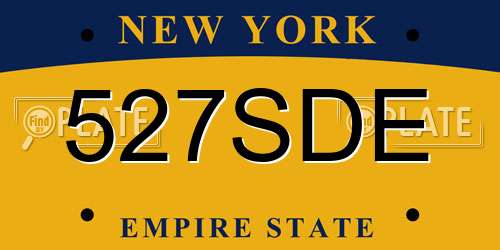 527SDE New York License Plate