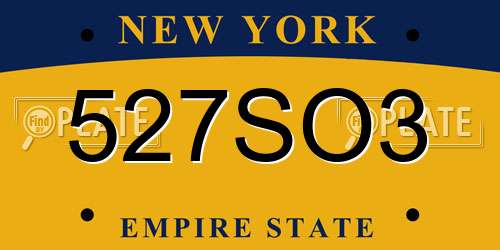 527SO3 New York License Plate