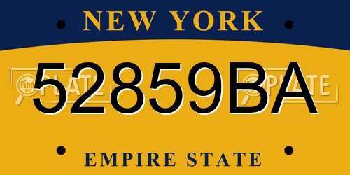 52859BA New York License Plate