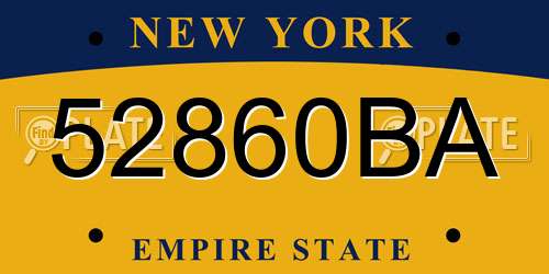 52860BA New York License Plate