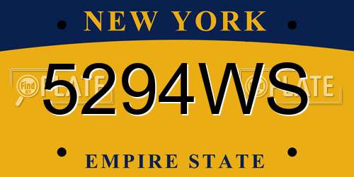 5294WS New York License Plate