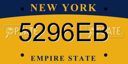 5296EB New York License Plate