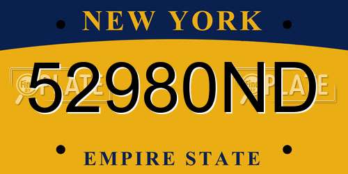 52980ND New York License Plate