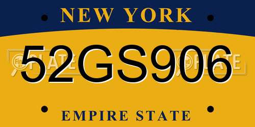 52GS906 New York License Plate