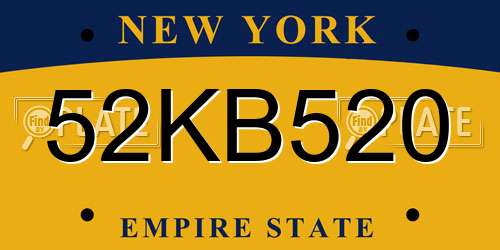 52KB520 New York License Plate