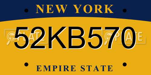 52KB570 New York License Plate
