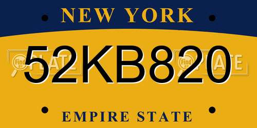 52KB820 New York License Plate