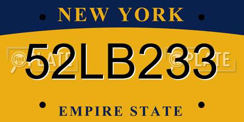 52LB233 New York License Plate