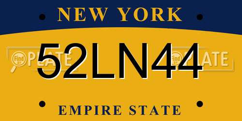 52LN44 New York License Plate