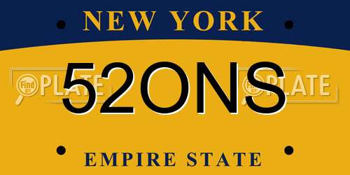 52ONS New York License Plate