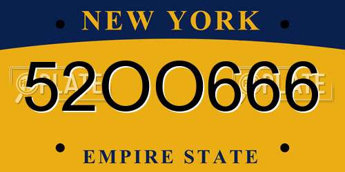 52OO666 New York License Plate