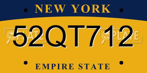 52QT712 New York License Plate