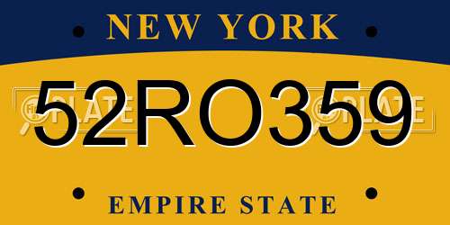 52RO359 New York License Plate