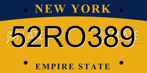 52RO389 New York License Plate