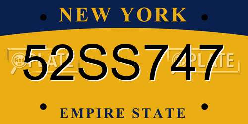 52SS747 New York License Plate