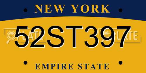 52ST397 New York License Plate
