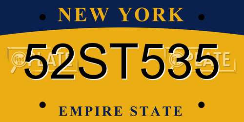 52ST535 New York License Plate