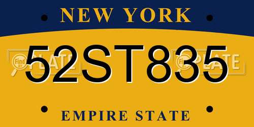 52ST835 New York License Plate