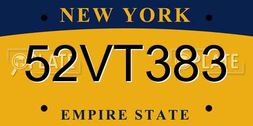 52VT383 New York License Plate