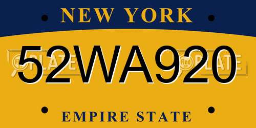 52WA920 New York License Plate