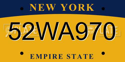 52WA970 New York License Plate