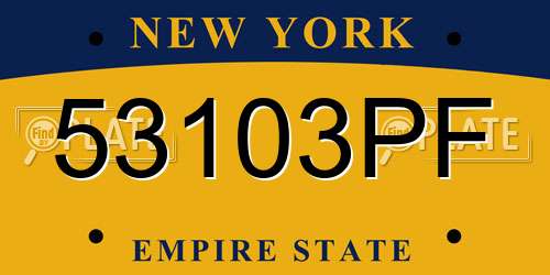 53103PF New York License Plate