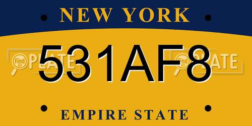 531AF8 New York License Plate
