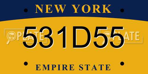 531D55 New York License Plate